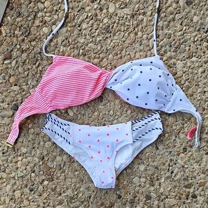 Victoria's Secret Itsy Bitsy Bikini, Red White Blue Multi Twist XS Bottom M Top